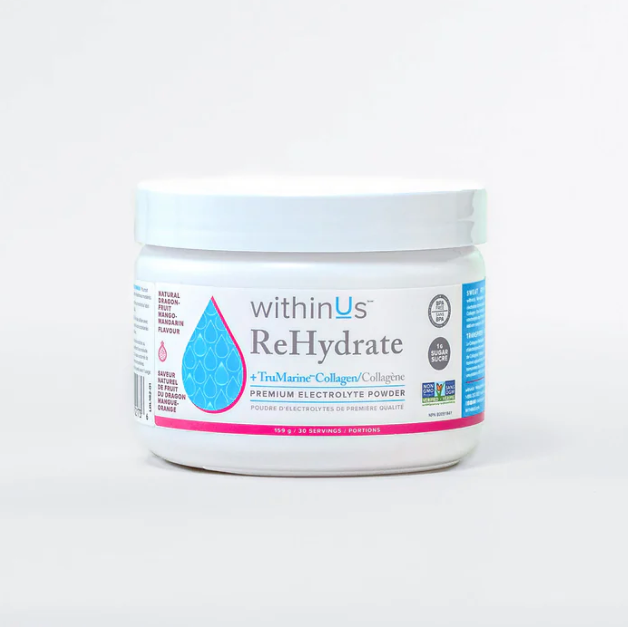 within Us ReHydrate + TruMarine® Collagen Jar - DRAGON FRUIT Mango-Mandarin