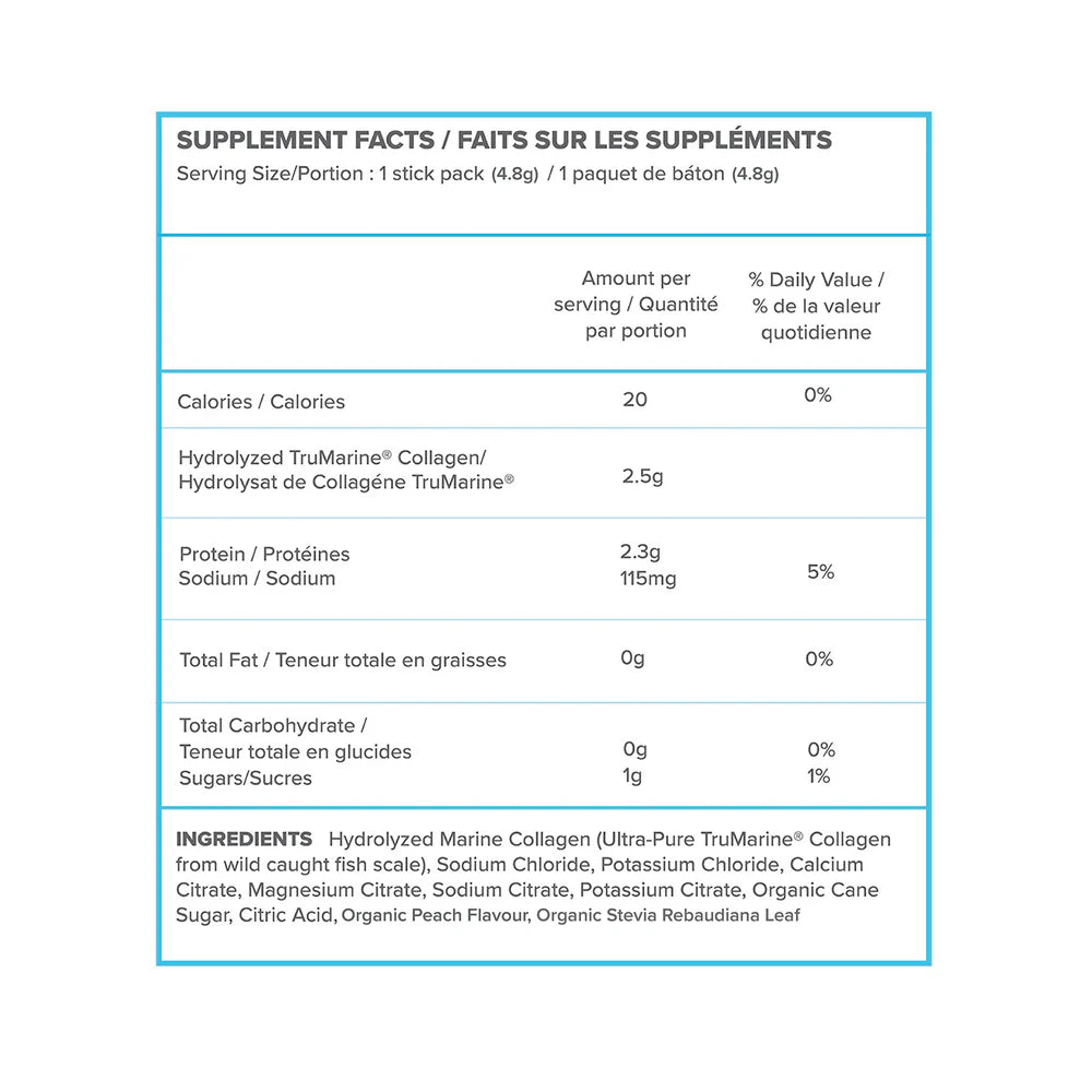 ReHydrate + TruMarine® Collagen Box PEACH - 20 Stick Packs
