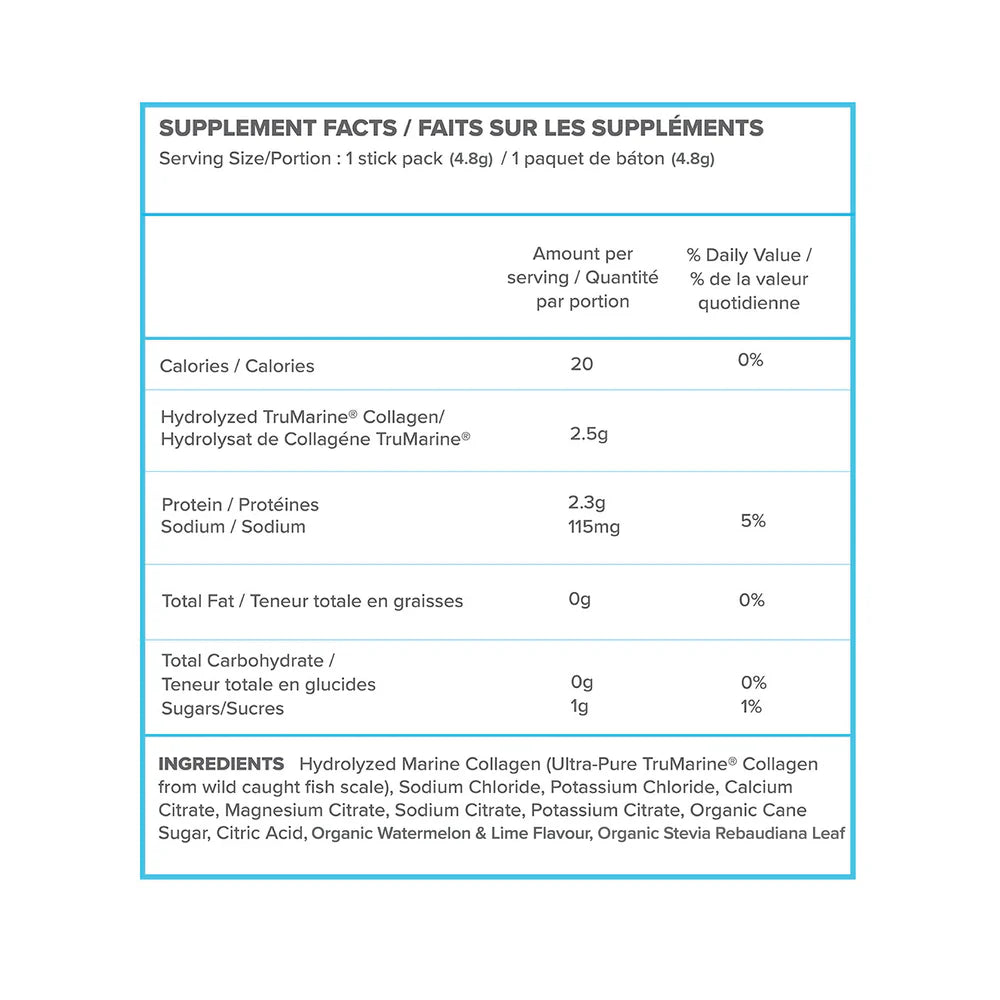 ReHydrate + TruMarine® Collagen Box WATERMELON LIME - 20 Stick Packs