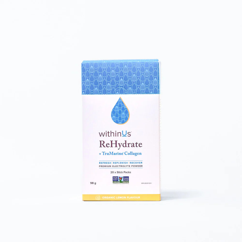 ReHydrate + TruMarine® Collagen Box LEMON - 20 Stick Packs
