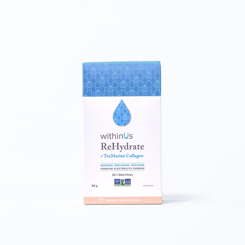 ReHydrate + TruMarine® Collagen Box PEACH - 20 Stick Packs