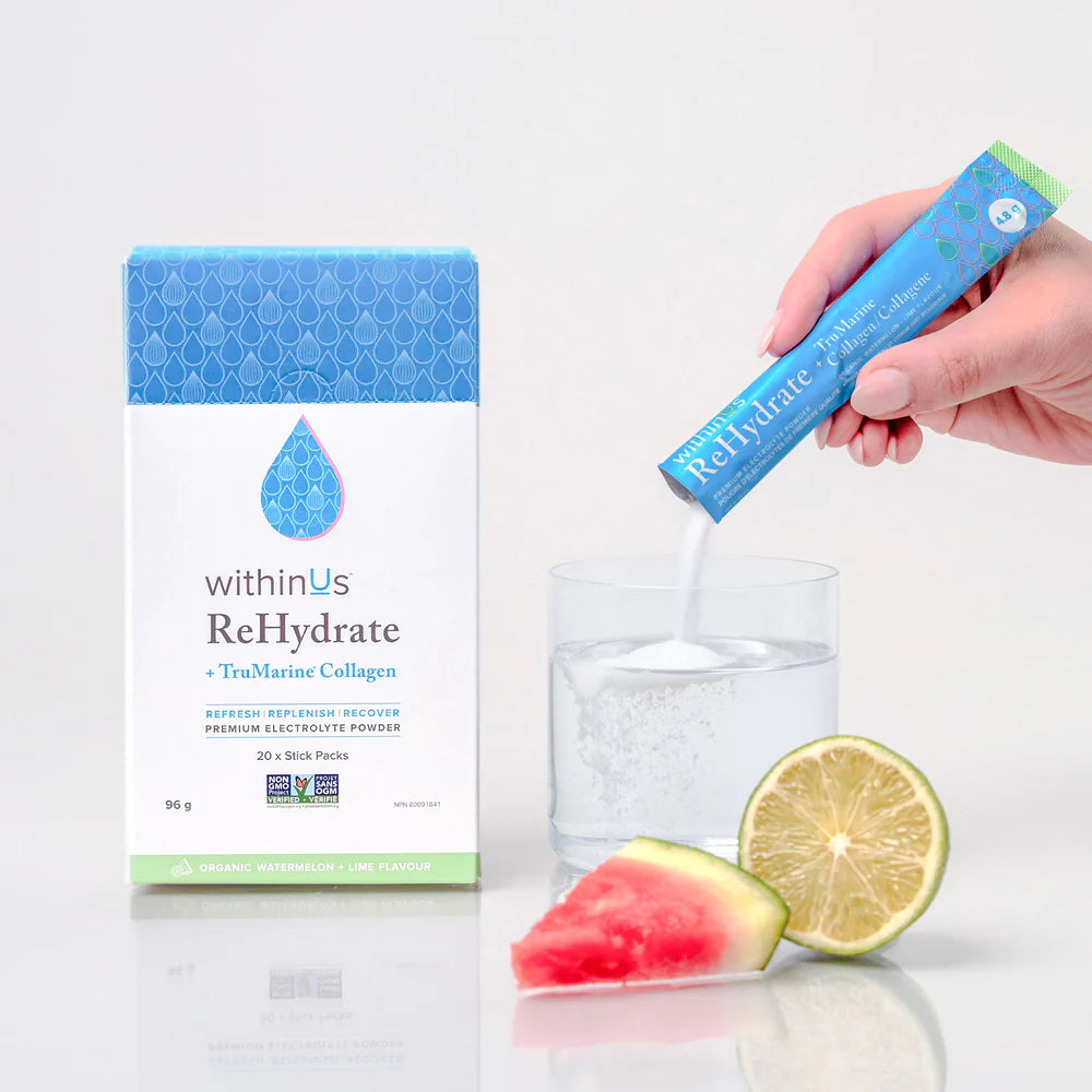 ReHydrate + TruMarine® Collagen Box WATERMELON LIME - 20 Stick Packs