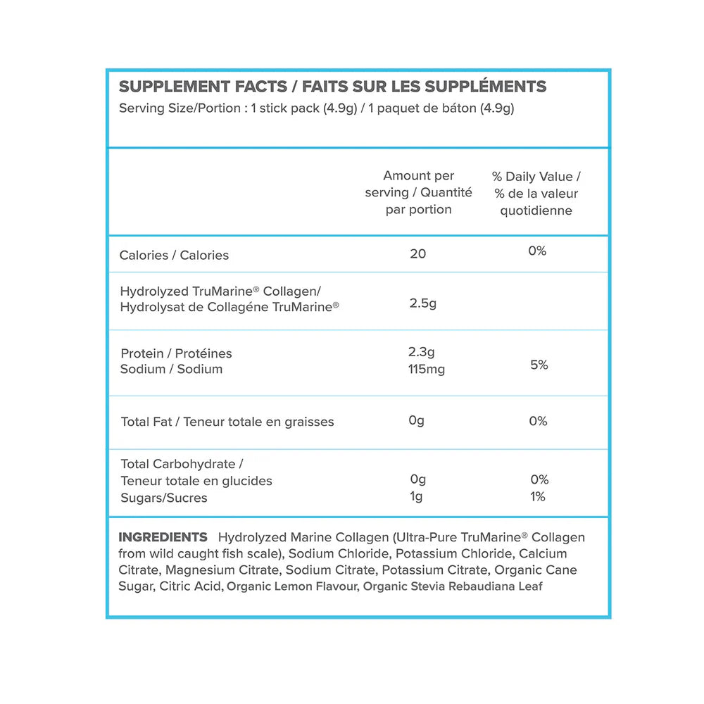 ReHydrate + TruMarine® Collagen Box LEMON - 20 Stick Packs