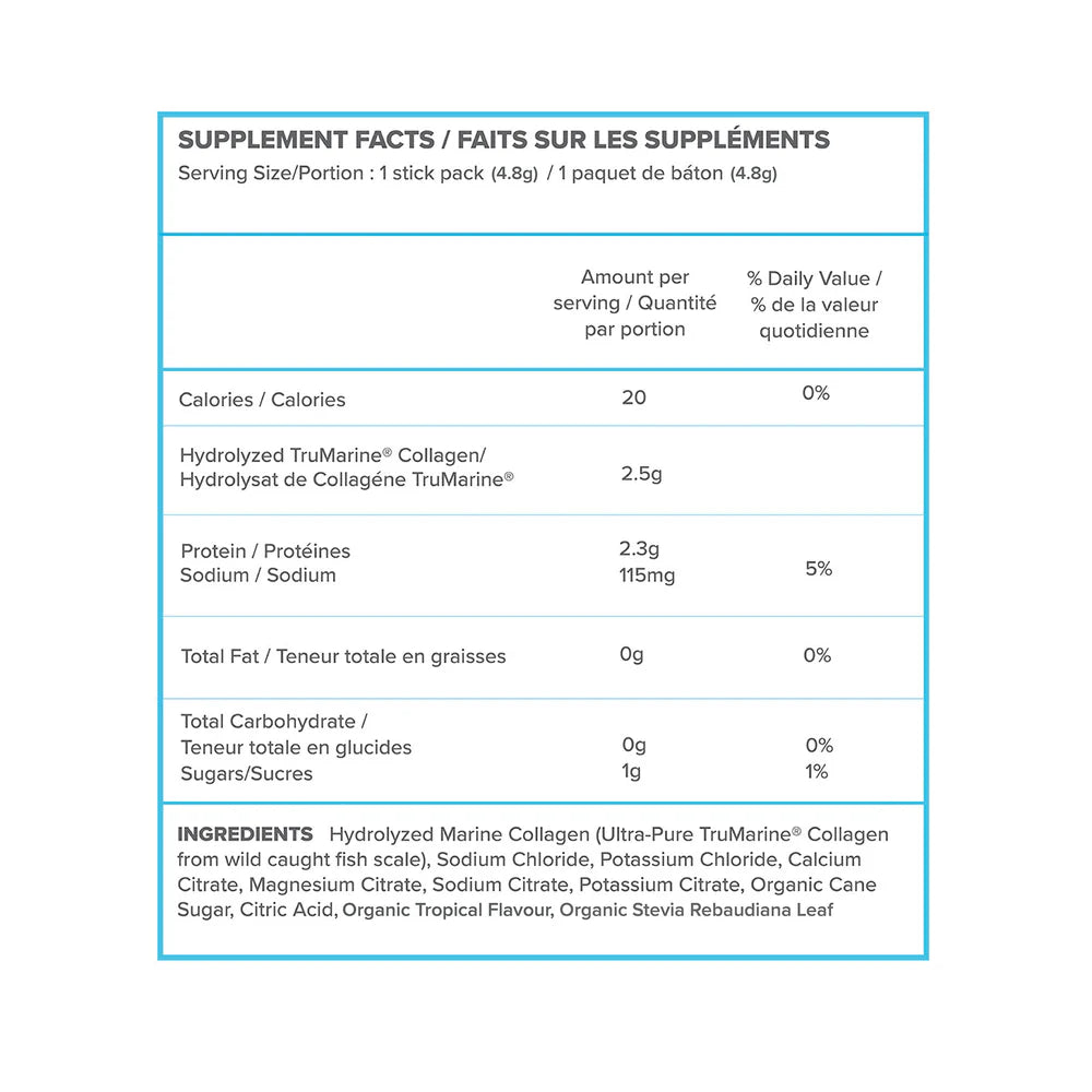 ReHydrate + TruMarine® Collagen Box TROPICAL - 20 Stick Packs